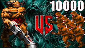 Cyberdemon vs 10000 imps - DOOM Monster Infighting - RETRO VIDEO GAME BATTLES