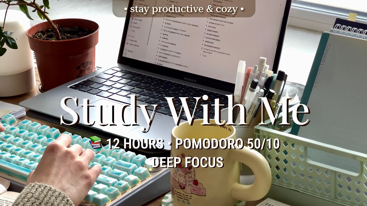 12 HR • STUDY WITH ME | Pomodoro 50/10 ☕️ Deep Focus - YouTube