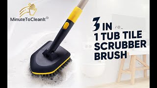 MinuteToCleanIt 3 in 1 Bathroom Cleaning Brush with Extendable Handle with Microfiber Pad & Scrubber screenshot 1