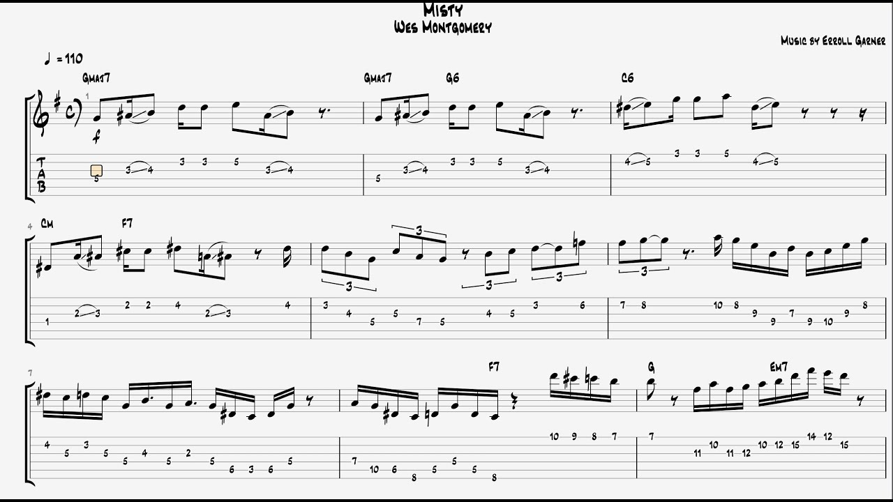 Wes Montgomery - Misty (transcription TAB)