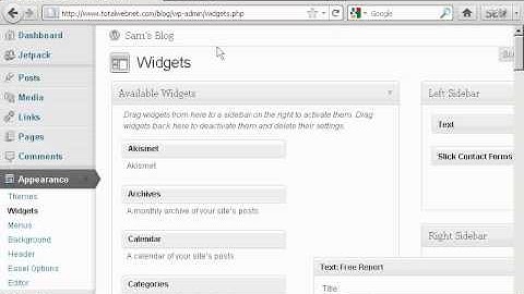 Video 29 - How to Insert an Aweber Form In The Sidebar.avi