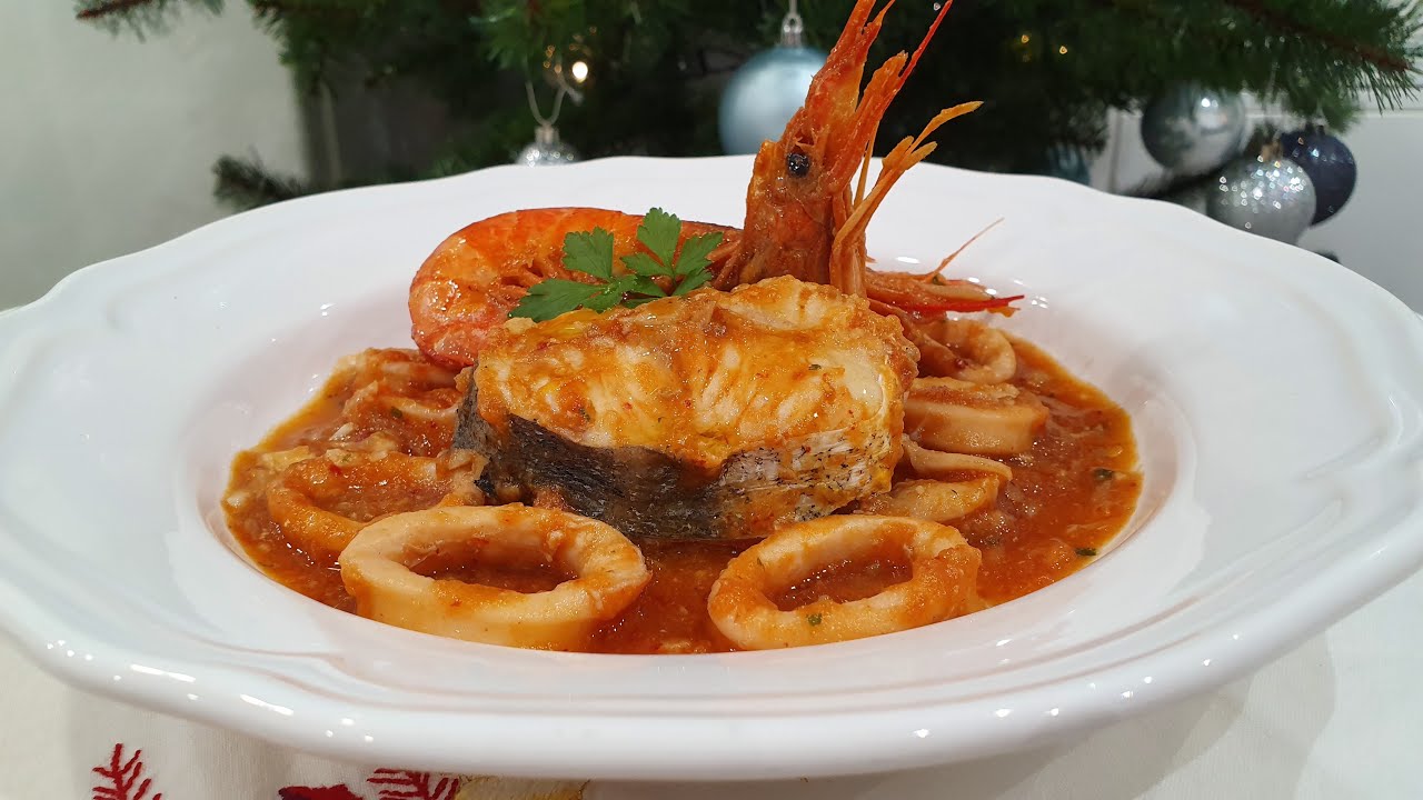 Zarzuela de merluza y gambas para chuparse los dedos