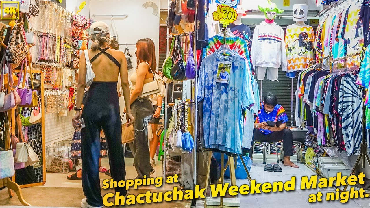 Shopping at Chactuchak Weekend Market at night.