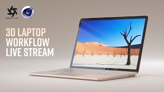 3D Microsoft Laptop Modeling Live | C4D, Octane