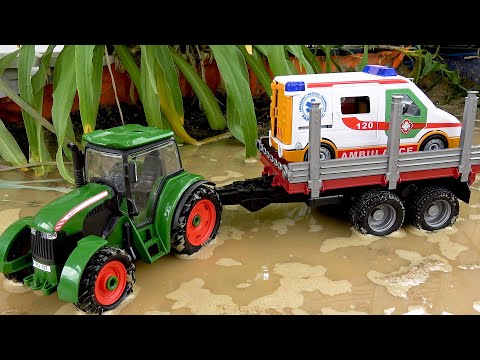 Find and rescue cars with tractors - Collection of videos about toy cars