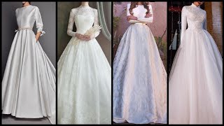 Superb trending Plain simple long sleeve wedding gown dresses ideas for women 2021 screenshot 2