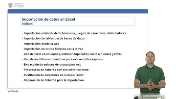 Excel avanzado. Índice importación de datos |  | UPV