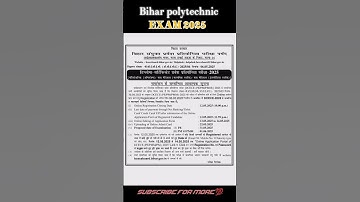 Bihar polytechnic // Exam date //Form filling last date?// #polytechnic #examdate #2025 #biharboard