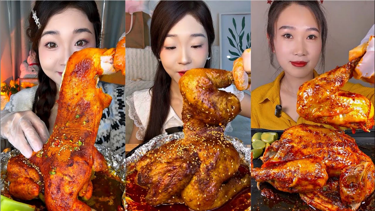 Eating Spicy Whole Chicken 🍗 ( eating chewy sounds ) Soslu Tam Tavuk Yeme ASMR