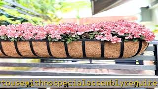 LaLaGreen Railing Planters Box (36", 4 Pack) Black Metal Rectangular Window Flower Box with Coco Li
