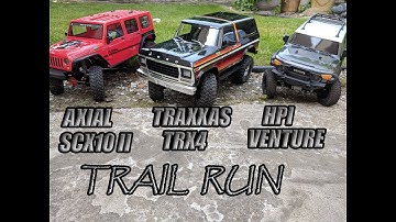 Traxxas TRX4 Bronco - Axial SCX10 II Jeep 2017 -  HPI Venture FJ - Crawler Trail Run in the Preserve