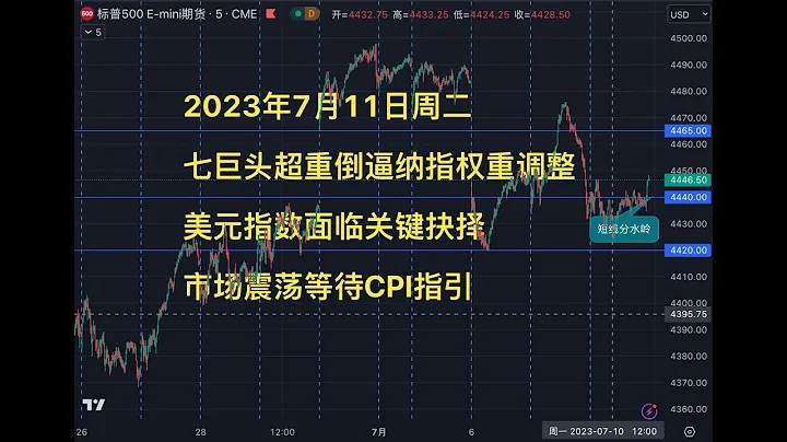 2023年7月11日周二 七巨頭超重倒逼納指權重調整 美元指數面臨關鍵抉擇 市場震蕩等待CPI指引 - 天天要聞