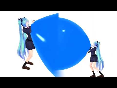 [NON 18+] [Imbapovi] Miku blowing a huge blue balloon to pop B2P
