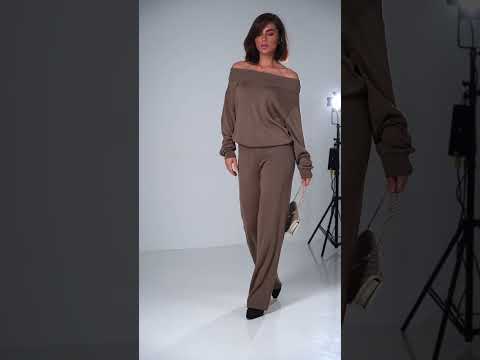 Штани жіночі в'язані палаццо прямі вовна якісні чорні, відео 1