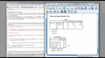 wilcoxon matched pairs statistic in SPSS, R commander and R