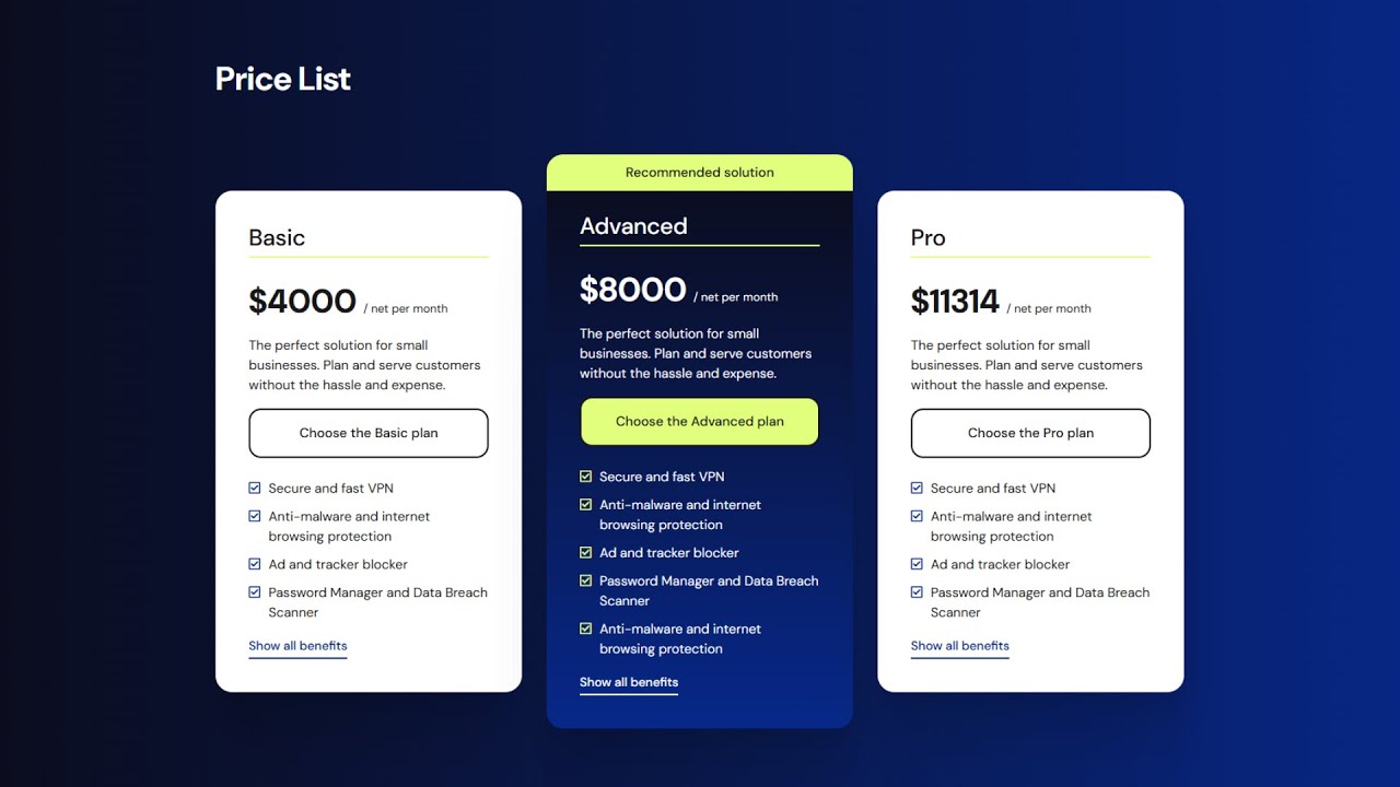Price List with HTML CSS Responsive | HTML CSS Price List Responsive ...