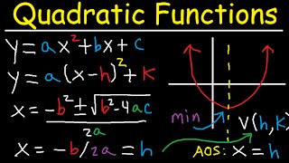 Graphing Quadratic Functions in Vertex & Standard Form - Axis of Symmetry - Word Problems