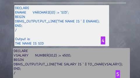 PL4   PL SQL Tutorial   Displaying Strings and Assignment Theory