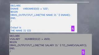PL4   PL SQL Tutorial   Displaying Strings and Assignment Theory