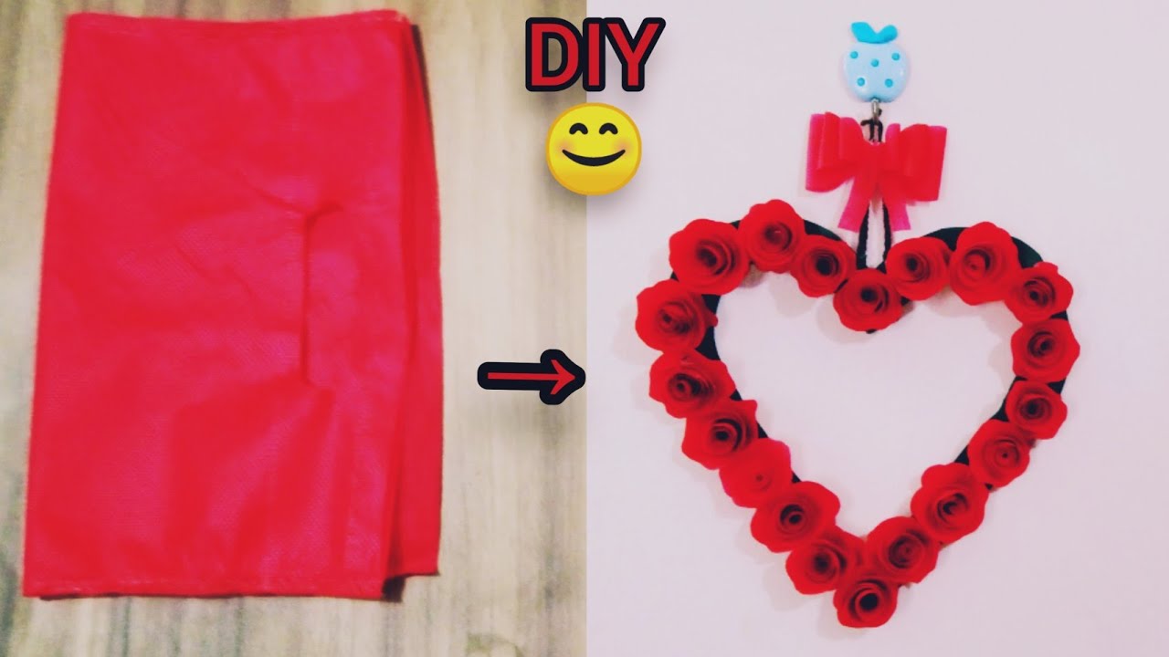 How to Make Shopping Bag Flowers for wall hanging II Rose flower making