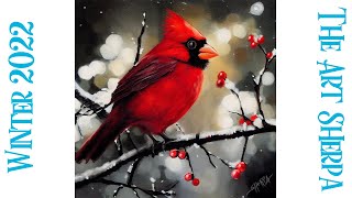 Red Cardinal Bird in Snow ☃❄ How to paint acrylics for beginners: A stepbystep tutorial