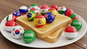 Satisfying AI ASMR | Spreading flag balls on Toast 🍞🌏 (Part 8)
