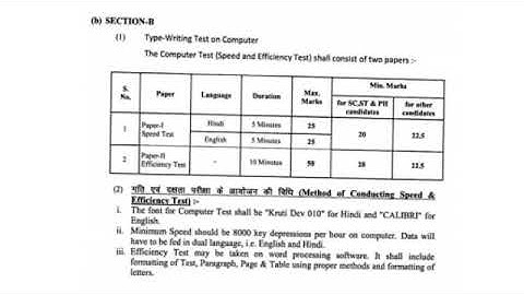 Typing Efficiency Test in Vacancy Rajasthan High Court