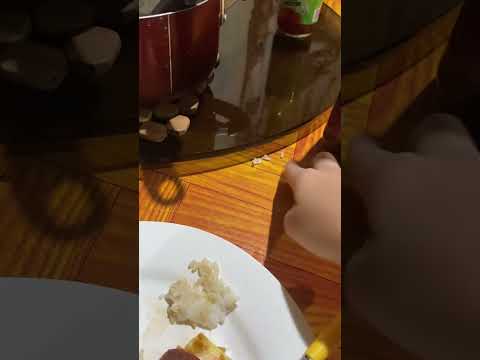 Sneaky lizard grabs rice from dinner table in Manila, Philippines