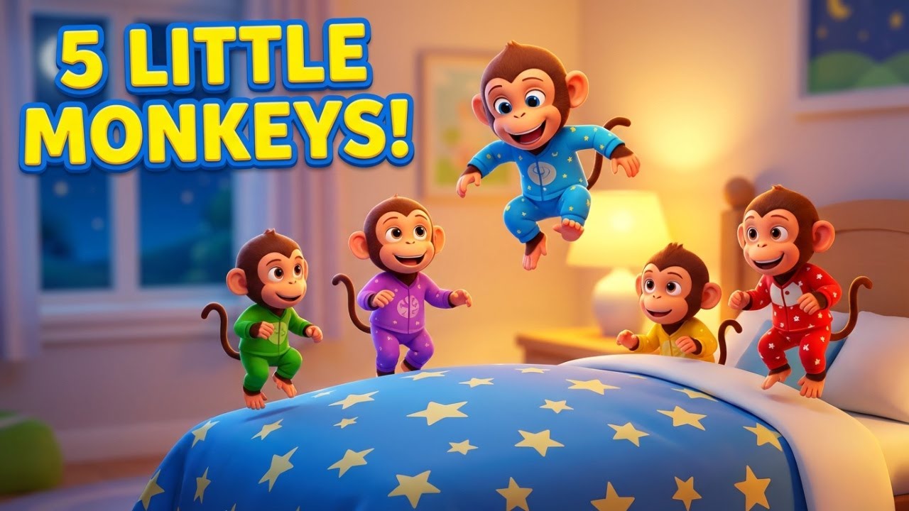 Five Little Monkeys Bedtime Song 🐒 Sleep Songs for Kids | Nursery Rhymes & Toddler Learning