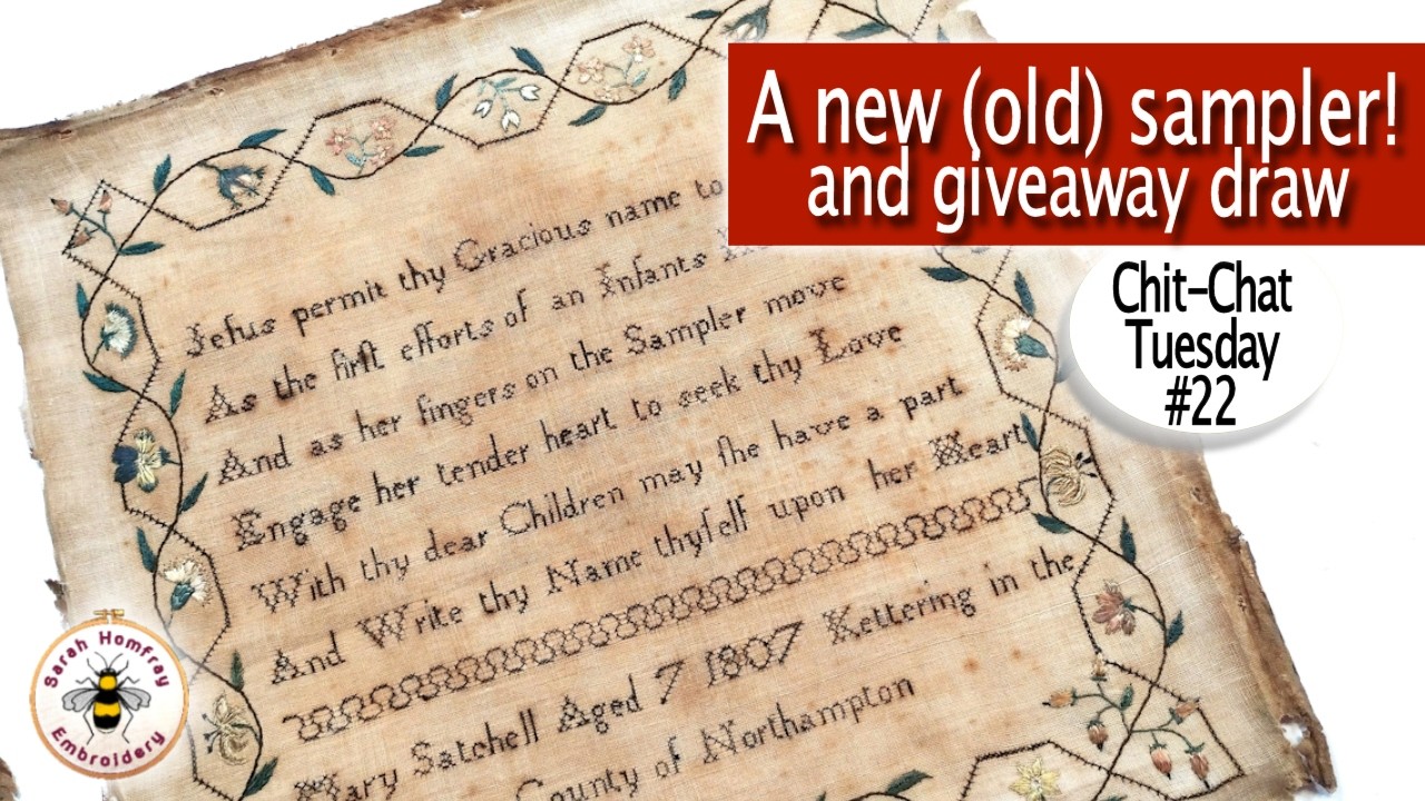 I show you a new (old) embroidered sampler and announce the winner of our Mary Linwood giveaway!