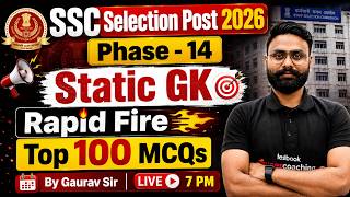 Static GK Marathon Class | SSC Selection Post GK GS 2026 | SSC Phase 14 GK GS Class | by Gaurav Sir