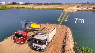 Next Level Mighty Powerful Bulldozer SHANTUICH17C2is Working Push Soil In Water To Build New Roads