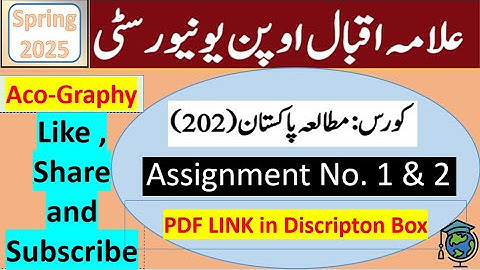 ⏩ AIOU Code 202 Solved Assignment No.1 & 2 Spring 2025 || Subject: Pakistan Studies || Level: Matric