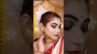 GRWM for Durga Puja 23 ️?Look 2 | Traditional Makeup & Hairstyle @Nisha_Debnath #trending #shorts