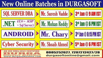 New Batches in Online Training @ DURGASOFT