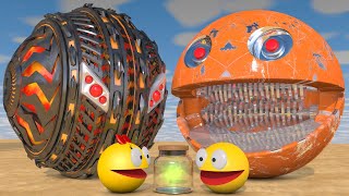 Pacman vs Shredder Robot & Rolling Robot Monsters