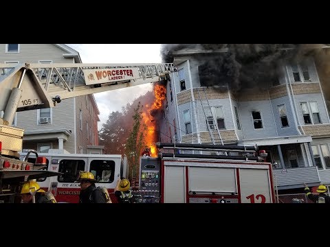 Fully Involved, Working Fire 63 Harrison Street Worc,Ma  With WFD and Udizzy1969