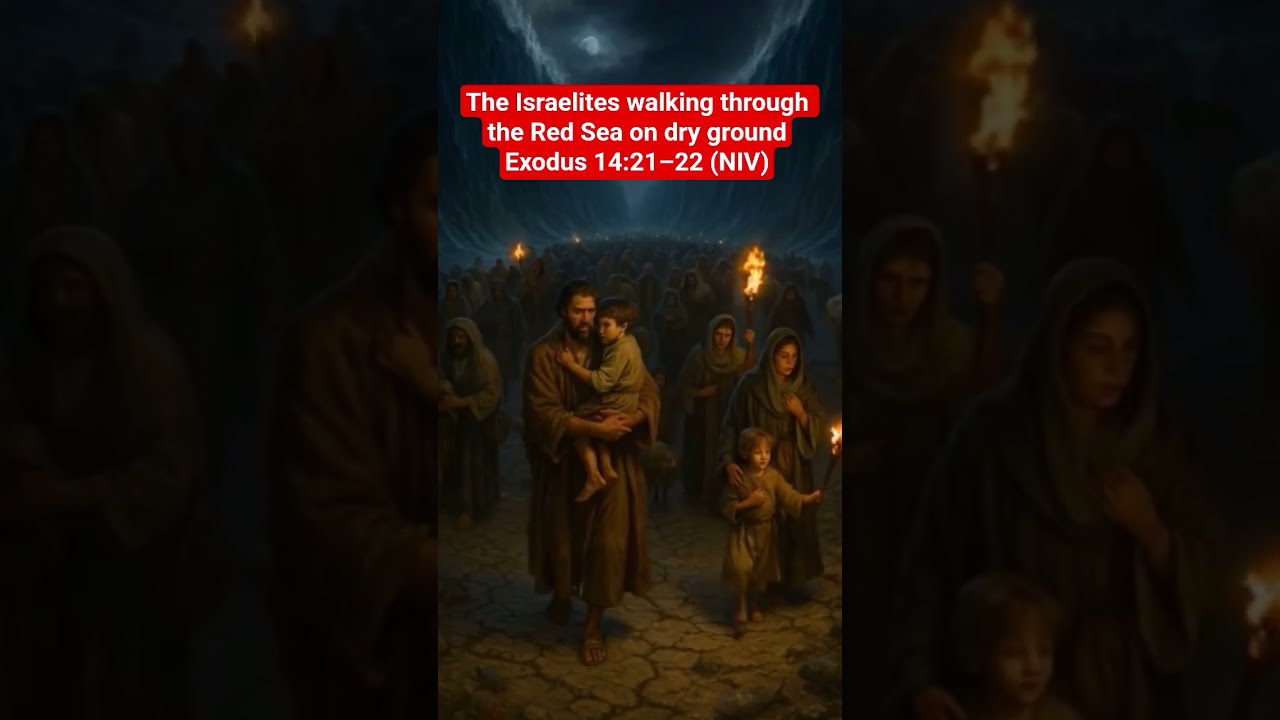 The Israelites Walking Through Red Sea On Dry Ground Exodus 14 21 22 NIV Shorts