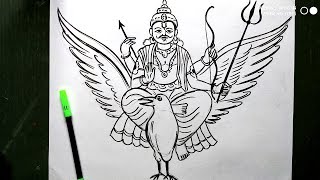 How To Draw Karmafal Data Shani Dev Shani Dev Ki Easy Line Drawing How To Draw God Shani Dev Youtube