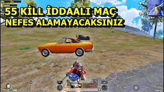 55 KİLL İDDAALI MAÇ ! NEFES ALAMAYACAKSINIZ YOK BÖYLE OYUN SOLO VS SQUAD PUBG MOBİLE