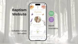 Editable Baptism Invitation RSVP, Wildflowers Butterfly Christening Invite, Catholic Canva Template