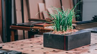 DIY Concrete Succulent Planter with Wood Inlay