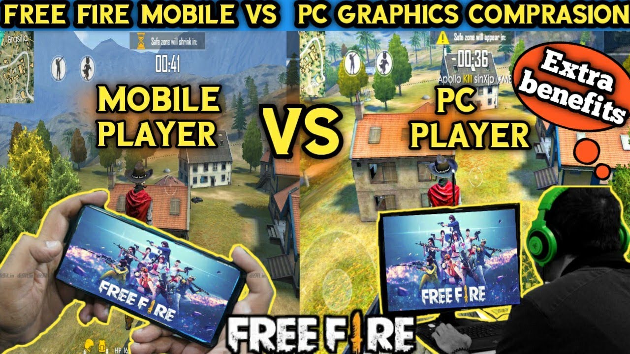 Free Fire [ Mobile player vs pc emulator player graphics ...