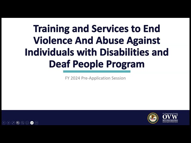 Watch OVW Fiscal Year 2024 Disabilities Program Pre-Application Information Session on YouTube.