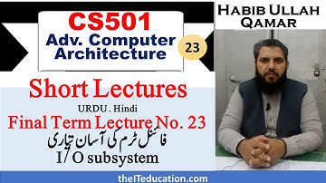 CS501 Final Term Preparation | CS501 Short Lecture 23 | VU Short Lectures   I/O subsystem