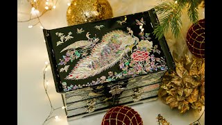 FEBRUARY MOUNTAIN Mother of Pearl Jewelry Box with 4 Drawers Peacock  Decor Gifts for women