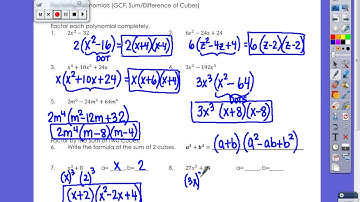 Factoring using GCF & Sum & Difference of Cubes