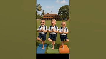 Trump & Putin Try Yoga – Tree Pose | Modi Reacts 😂| Epic Fail on Yoga Day | #funny #modi #shorts #ai