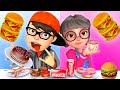 Tani & Nick Mukbang Cheese Hamburger, French Fries 🍔🍟 | Scary Teacher 3D Food Challenge | HUBA MUK