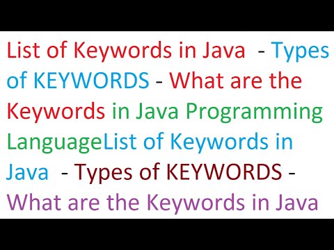 List of Keywords in Java  - Types of KEYWORDS - What are the Keywords in Java Programming Language